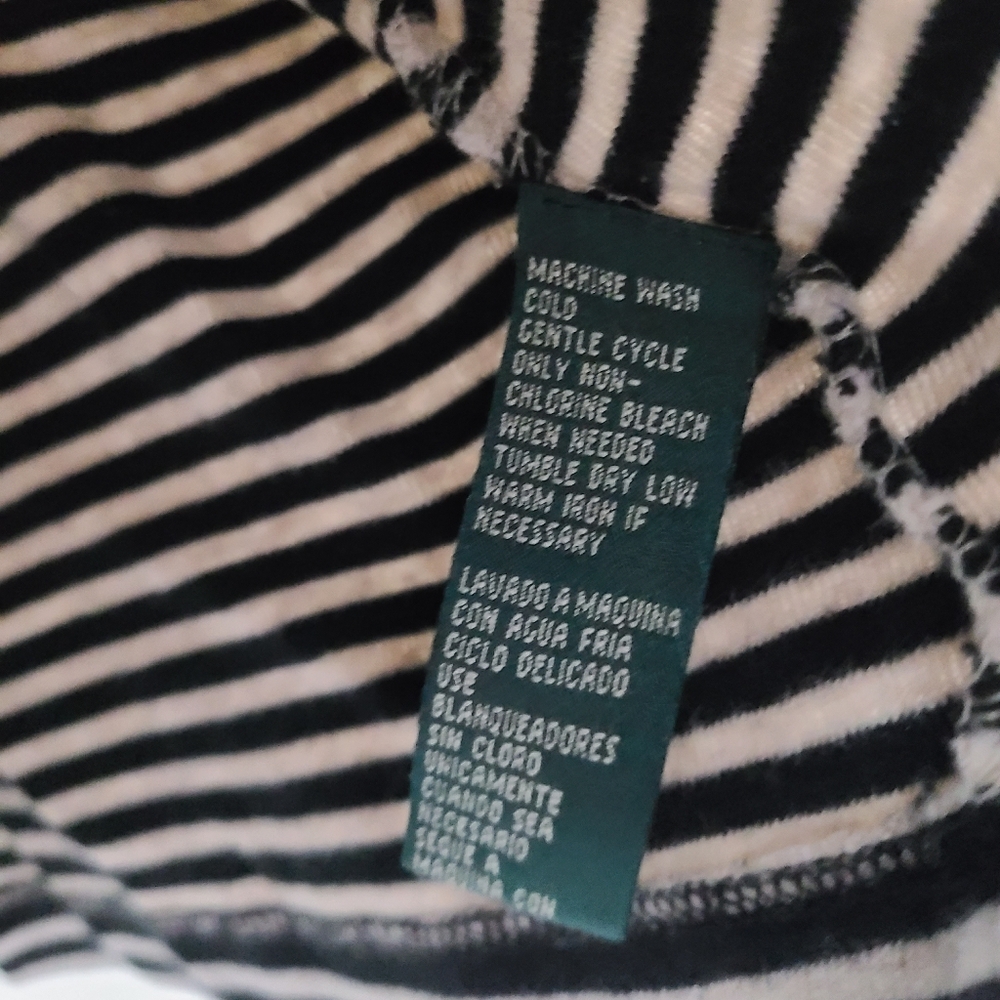 Lauren Ralph Lauren Cream and Black Striped Knit‎ Top - Picture 6 of 10